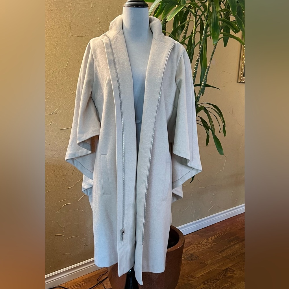 H by Halston Polyester Wool Blend Cape Jacket